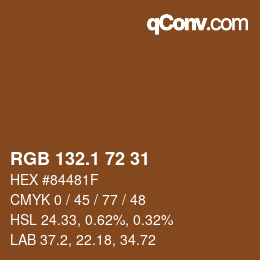 Color code: RGB 132.1 72 31 | qconv.com