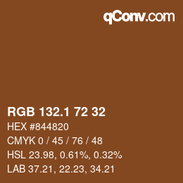 カラーコード: RGB 132.1 72 32 | qconv.com