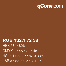 カラーコード: RGB 132.1 72 38 | qconv.com