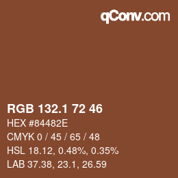 Color code: RGB 132.1 72 46 | qconv.com