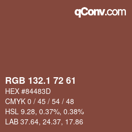 Color code: RGB 132.1 72 61 | qconv.com