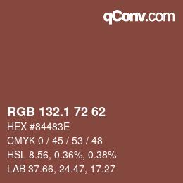 カラーコード: RGB 132.1 72 62 | qconv.com