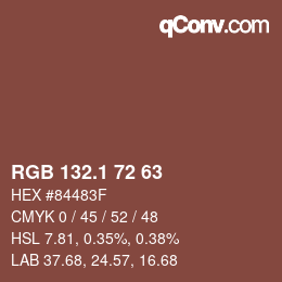カラーコード: RGB 132.1 72 63 | qconv.com