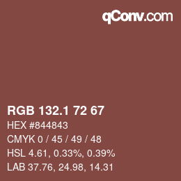 カラーコード: RGB 132.1 72 67 | qconv.com