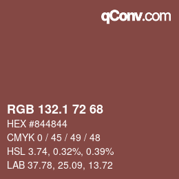 カラーコード: RGB 132.1 72 68 | qconv.com