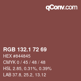 カラーコード: RGB 132.1 72 69 | qconv.com