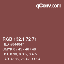 カラーコード: RGB 132.1 72 71 | qconv.com