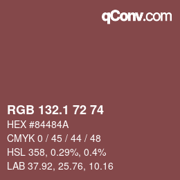 カラーコード: RGB 132.1 72 74 | qconv.com