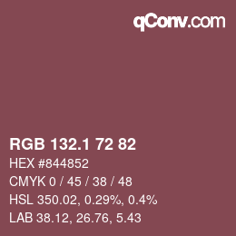 カラーコード: RGB 132.1 72 82 | qconv.com