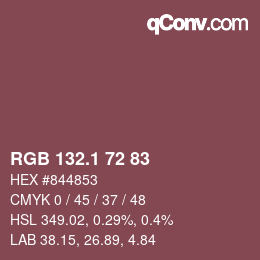 カラーコード: RGB 132.1 72 83 | qconv.com