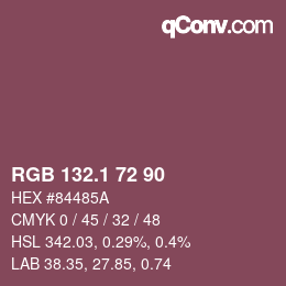 カラーコード: RGB 132.1 72 90 | qconv.com