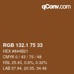 カラーコード: RGB 132.1 75 33 | qconv.com