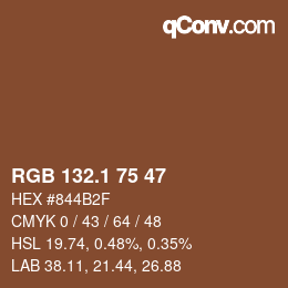 カラーコード: RGB 132.1 75 47 | qconv.com