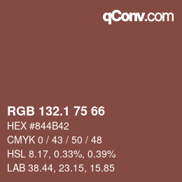 カラーコード: RGB 132.1 75 66 | qconv.com