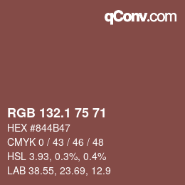 カラーコード: RGB 132.1 75 71 | qconv.com