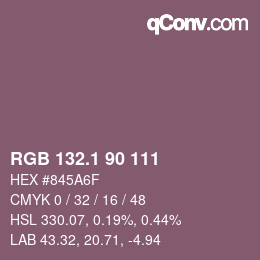 カラーコード: RGB 132.1 90 111 | qconv.com
