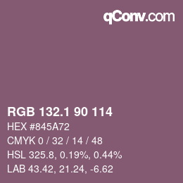 カラーコード: RGB 132.1 90 114 | qconv.com