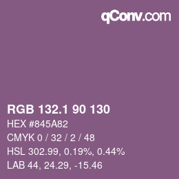カラーコード: RGB 132.1 90 130 | qconv.com