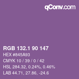 カラーコード: RGB 132.1 90 147 | qconv.com