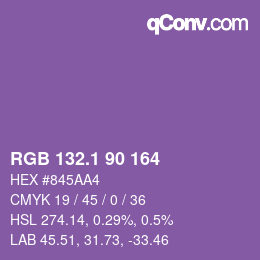 カラーコード: RGB 132.1 90 164 | qconv.com
