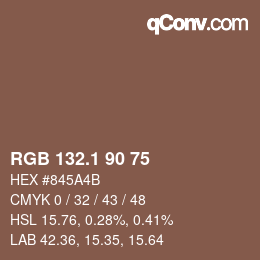 カラーコード: RGB 132.1 90 75 | qconv.com