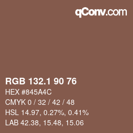 カラーコード: RGB 132.1 90 76 | qconv.com
