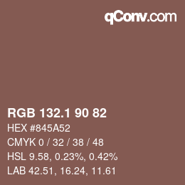 カラーコード: RGB 132.1 90 82 | qconv.com
