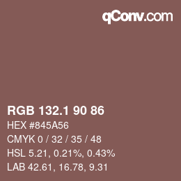 カラーコード: RGB 132.1 90 86 | qconv.com