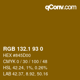 カラーコード: RGB 132.1 93 0 | qconv.com