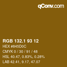 カラーコード: RGB 132.1 93 12 | qconv.com