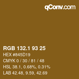 カラーコード: RGB 132.1 93 25 | qconv.com