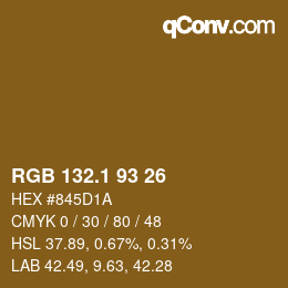 カラーコード: RGB 132.1 93 26 | qconv.com
