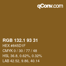 カラーコード: RGB 132.1 93 31 | qconv.com