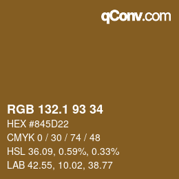 カラーコード: RGB 132.1 93 34 | qconv.com