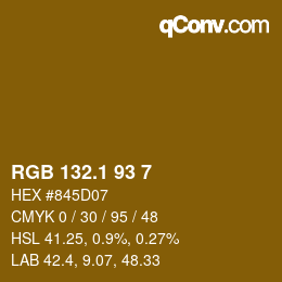 カラーコード: RGB 132.1 93 7 | qconv.com
