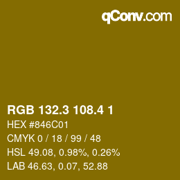 カラーコード: RGB 132.3 108.4 1 | qconv.com