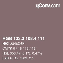 カラーコード: RGB 132.3 108.4 111 | qconv.com