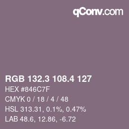 カラーコード: RGB 132.3 108.4 127 | qconv.com