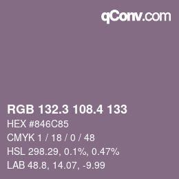 カラーコード: RGB 132.3 108.4 133 | qconv.com