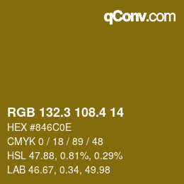カラーコード: RGB 132.3 108.4 14 | qconv.com