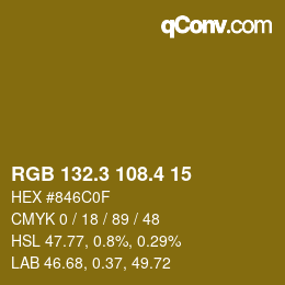 カラーコード: RGB 132.3 108.4 15 | qconv.com