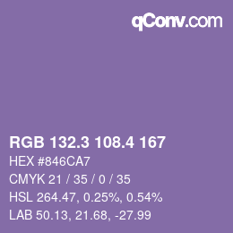 カラーコード: RGB 132.3 108.4 167 | qconv.com