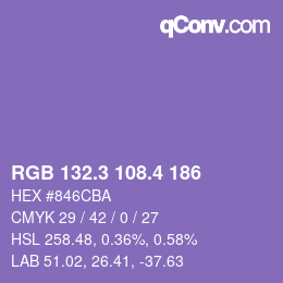 カラーコード: RGB 132.3 108.4 186 | qconv.com