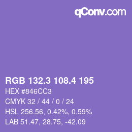カラーコード: RGB 132.3 108.4 195 | qconv.com