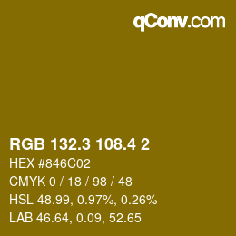 カラーコード: RGB 132.3 108.4 2 | qconv.com
