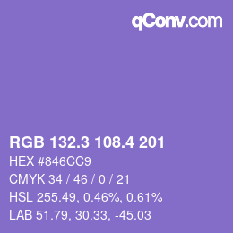 カラーコード: RGB 132.3 108.4 201 | qconv.com