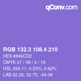 カラーコード: RGB 132.3 108.4 210 | qconv.com