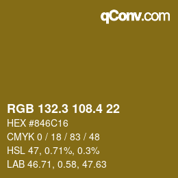 カラーコード: RGB 132.3 108.4 22 | qconv.com