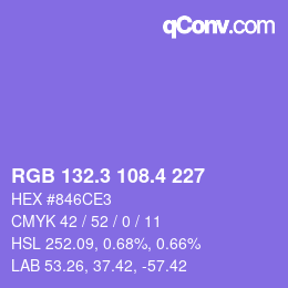 カラーコード: RGB 132.3 108.4 227 | qconv.com