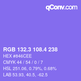 カラーコード: RGB 132.3 108.4 238 | qconv.com